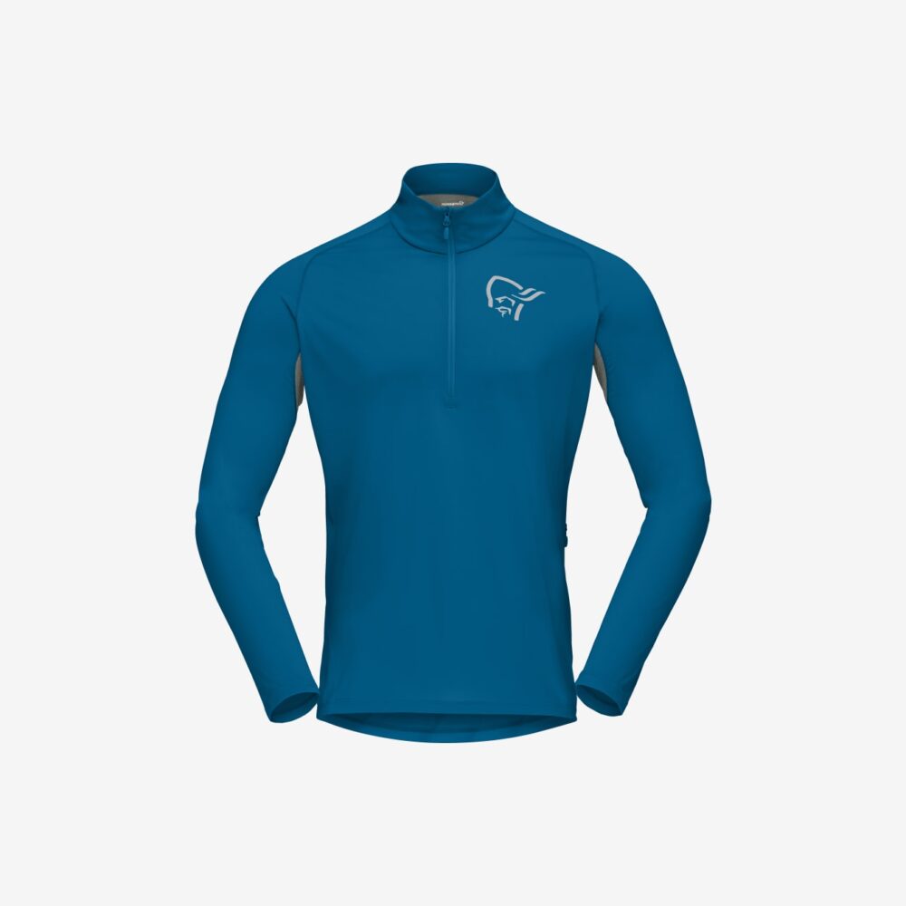 Norröna fjørå equaliser long sleeve Zip Top M's Mykonos Blue/Castor Grey